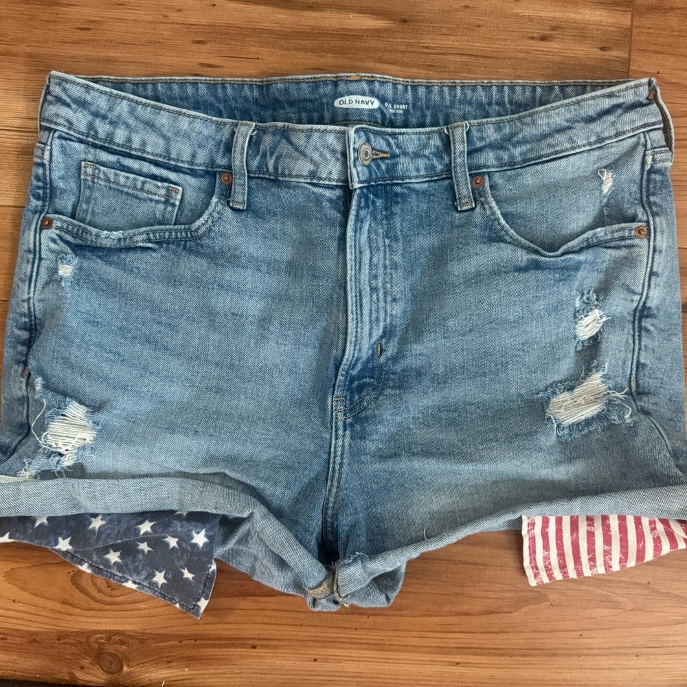 Old Navy Blue Denim Women's Shorts 16 high rise